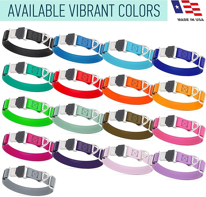 Dogline Biothane Waterproof Dog Collar with Herm Sprenger Stainless Steel Quick Release Buckle – Heavy Duty Tactical Durable Collar for Dogs – Comfortable and Safe Pet Collar, W 1" L 15-25", Gray