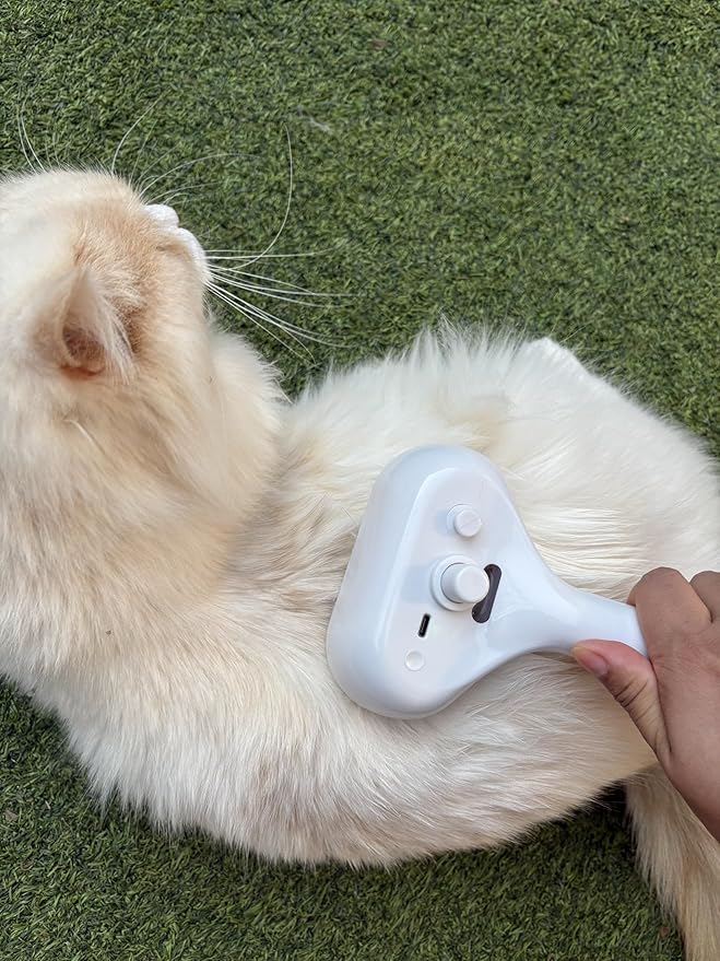 Cat Steam Brush for Shedding, Self Cleaning Cat Brush with Water Spray, 3-in-1 Design for Massage, Hair Removal, and Cleaning, Steamy Brushes for Indoor Cats and Dogs (White)