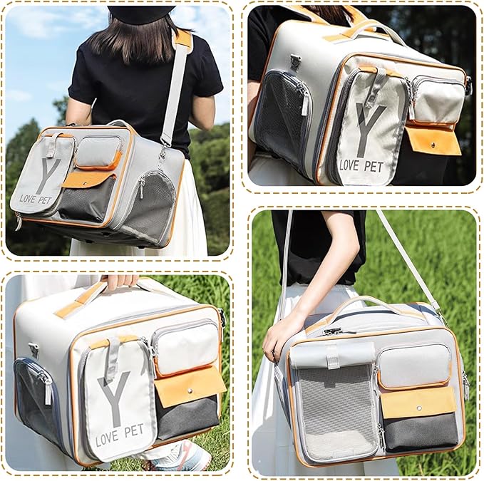 Dog Backpack, Pet Backpack with Upgrade Waist Cushion Design to Better Fit The Waist, Ventilated Soft Cat Backpack for Travel, Hiking, Camping(White)