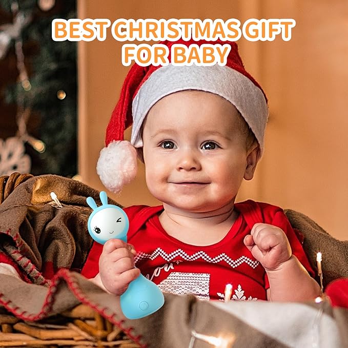 alilo Yoyo Talking Bunny Baby Singing Musical Rattle, Mimicking Toys Repeats What You Say, Preloaded 90+ Audio Content, ABC/Number/Notes Learning Toys for Toddlers Infant Newborn Boy Girl Gifts