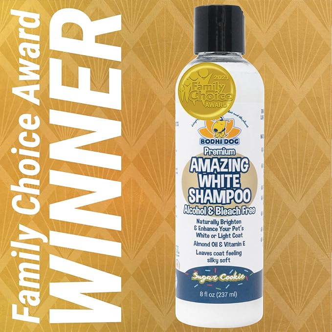 Bodhi Dog Amazing White Shampoo for Dogs - Brightens White & Light Coats - Plant-Based - Made with Natural Ingredients -Safe & Effective for All Breeds - Gentle & Cruelty-Free - Made in USA (8 Fl Oz)