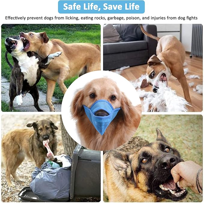 Crazy Felix Nylon Dog Muzzle for Small Medium Large Dogs Dachshund Beagle Poodle Labrador, Air Mesh Breathable and Drinkable Pet Mouth Guard for Anti-Biting Chewing Scavenging(XS, Blue)