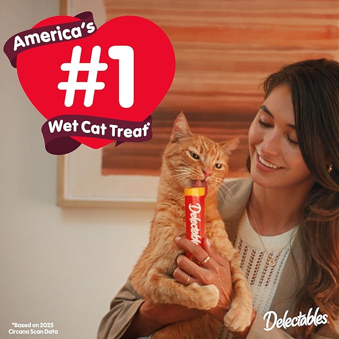Delectables Squeeze Up Creamy Squeezable Puree, Lickable Wet Cat Treats, Grain Free, No Added Fillers, No By-Products, No Added Preservatives, 0.5 Ounces Tuna & Shrimp, 32 Tubes Total