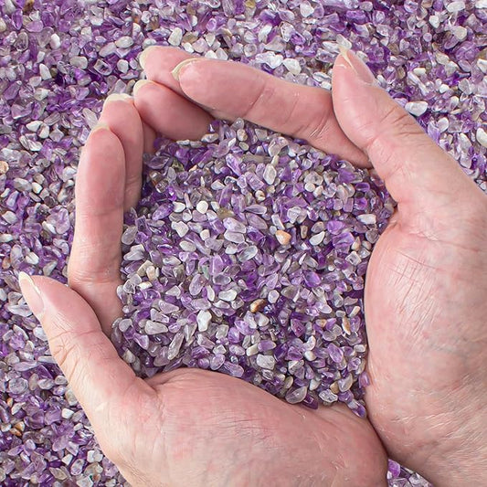 Amethyst Crushed Stone Natural Tumbled Healing Crystal Chips Bulk, 0.88 Lb Crushed Crystal Quartz Irregular Shaped for Decorative Fish Tank Vase Fillers Aquarium Gravel Rocks