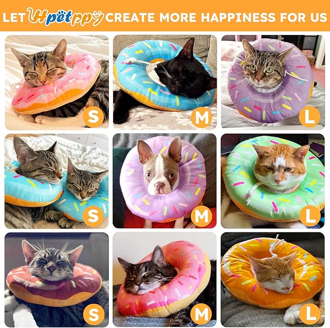Cat Cone Collar Soft, Cat Recovery Collar for Wound Healing Cute Donut Adjustable Kittens Cones to Stop Licking Comfortable Lightweight Neck Elizabethan Collars for Cats Kittens After Surgery