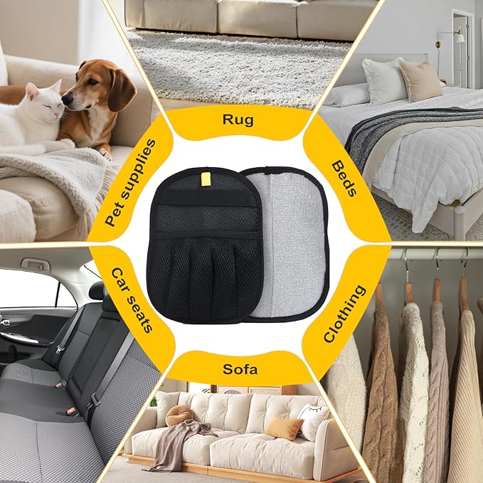 2-Pack Pet Hair Remover Gloves - Reusable Grooming Gloves for Dogs & Cats, Static Electricity Fur Removal Mitts for Furniture, Car, Clothing - Quick Dry Cleaning