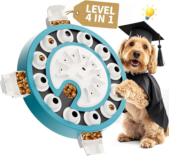 Dog Puzzle,Level 4 in 1 Interactive Toy for Smart Dogs, Multi-Stage Play, Puzzle Toys for Dogs, Cognitive Dog Puzzle Feeder for Slow Eating & Mental Stimulation