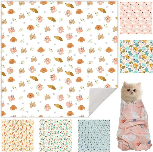 33.5" Cat Wrap for Grooming, Maximum, Self-Adherent Soft Cat Blanket for Nail Clipping, Anti-Scratch-Escape Calming Wrap, Cats Burrito Swaddle for 6-18 lbs (Floral, XX Large)