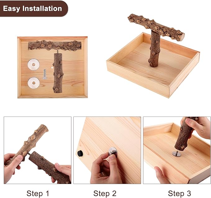 Bird Perch, Portable Tabletop Bird Stand, Training Play T Shaped Stand for Parrot Parakeet Cockatiels Conures Budgies Finch Lovebirds