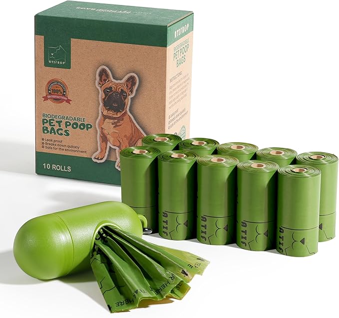 Biodegradable Dog Poop Bags 150 Count 10 Rolls with Dispenser, Thicken and Leak Proof Poop Bag Holders for Leashes(Scented)
