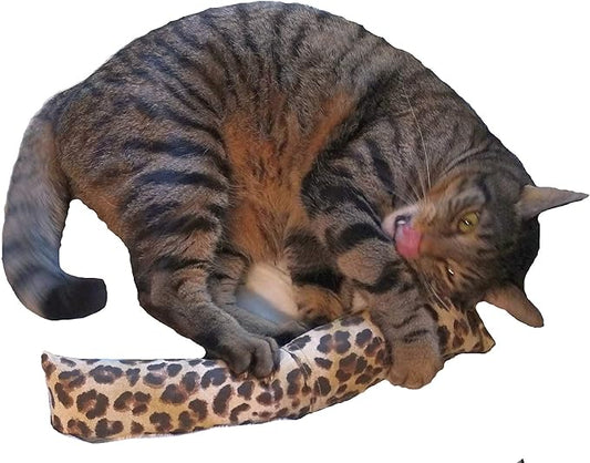 15" Leopard Print Catnip Cat Kicker Toy with Refillable Pocket (Kickers Filled with 1 oz Premium Canadian Catnip)