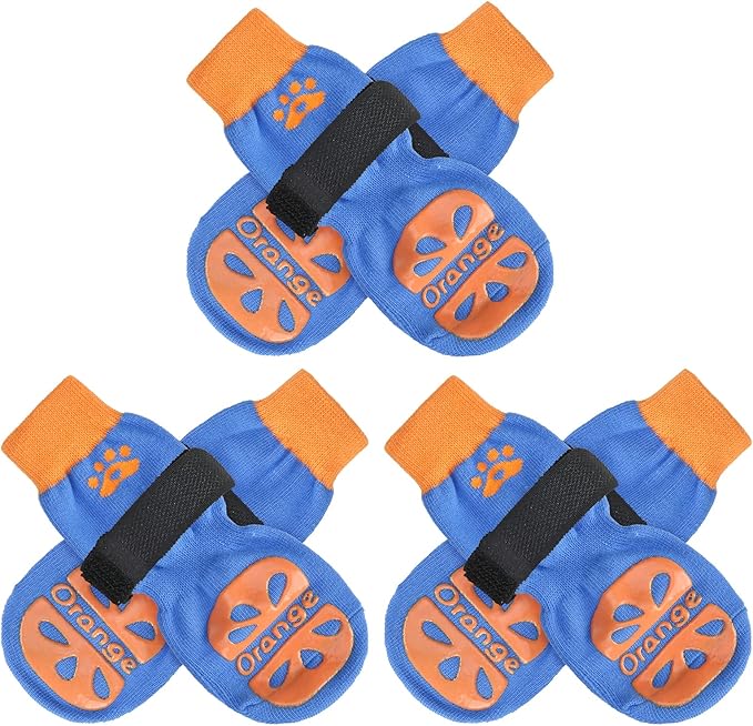 BEAUTYZOO Anti-Slip Dog Socks,Dog Shoes for Hot/Cold Pavement,Paw Protectors with Grips 3 Pairs for Puppy Small Medium Large Senior Old Dogs,Dog Socks to Prevent Licking and Hardwood Floor Protection