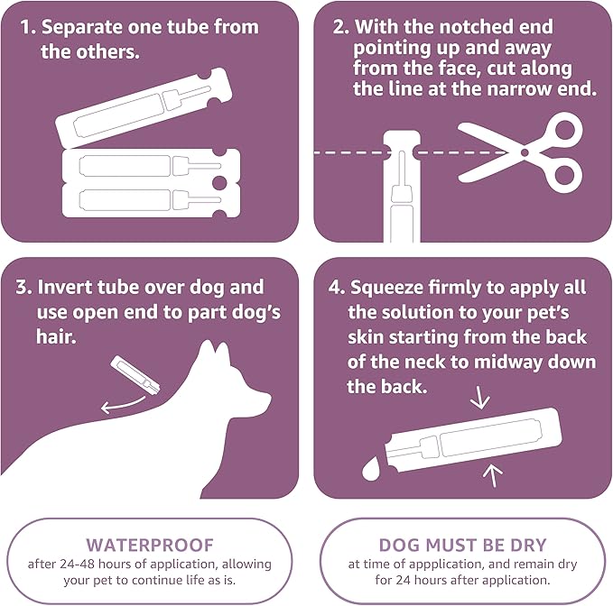 Amazon Basics Flea and Tick Topical Treatment for Large Dogs (45-88 pounds), 3 Count (Previously Solimo)