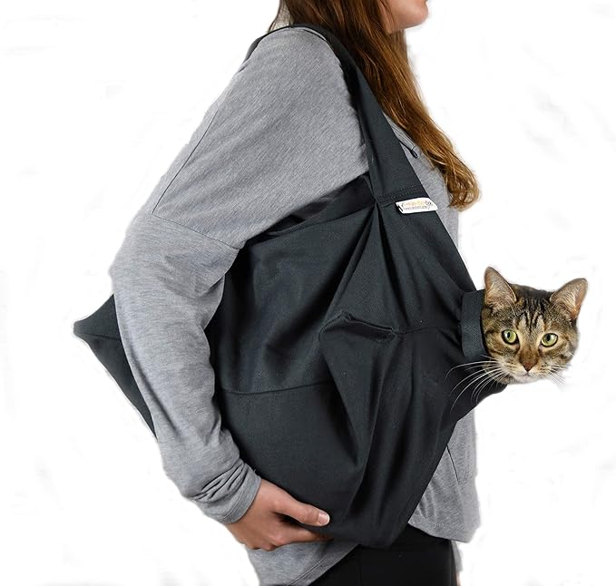 Cozy Comfort Carrier - X-Large Charcoal Grey Cat Carrier Bag, Soft Cat Carrier and Cat Wrap for Nail Clipping, Vet Visits, Medication Administration, Dental Care, and Traveling