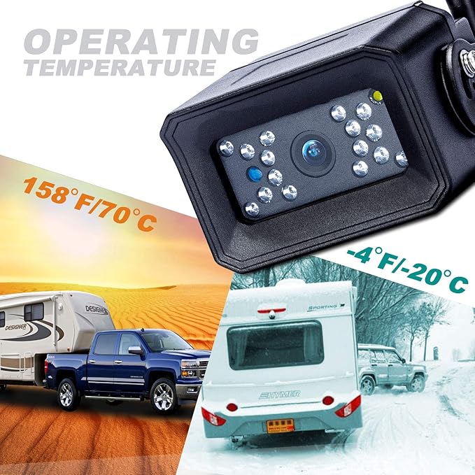 Digital Wireless Backup Camera System, No Interference, IP69k Waterproof Wireless Rear View Camera, 7’’ Display Wireless Reverse Monitor for RV/Truck/Trailer/Bus/Motorhome/5th Wheel/Pickup/Van