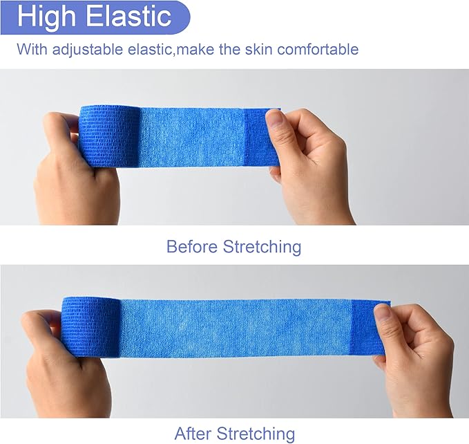 9 Pack 2" x 5 Yards Self Adhesive Bandage Wrap Self Stick Wrap for Ankle, Wrist, Finger, Sports, Breathable Cohesive Vet Tape for Pets (Dark Blue)