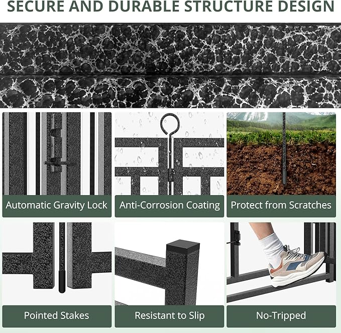 Dog Fence Outdoor Indoor, 32" Inch Height 16 Panels Dog Playpen for Large/Medium/Small Dogs Metal Dog Pen for Yard Camping and RV | Black-Silver