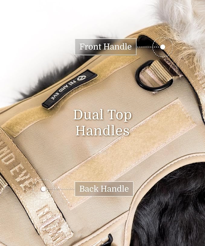 2025 New Edition, Fei & Eve MagEase Dog Harness - 3-Second Magnetic Buckles | 3-Point No-Pull Control | Heavy-Duty 900D Nylon | Dual Safety Handles | Breathable Mesh | Adjustable Fit,X-Large,Champagne