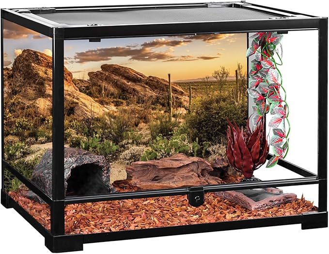 AWERT Reptile Habitat Background Blue Sky Oasis Cactus Sun and Desert Terrarium Background 36x24 inches Durable Polyester Background