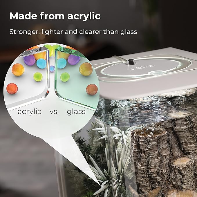 biOrb Flow 15 Acrylic 4-Gallon Aquarium with White LED Lights Modern Compact Tank for Tabletop or Desktop Display, Black