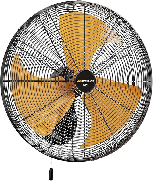 20 Inch Industrial Wall Mount Fan - 6000CFM High Velocity, Heavy Duty Metal Construction, 3 Speeds, Adjustable Tilt, Quiet Operation - Ideal for Garage, Shop, Commercial Use