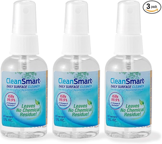 CleanSmart To Go Disinfectant Kills 99.9% of Viruses, TSA-Approved for Safe Travel, 2 oz Bottle (Pack of 3)
