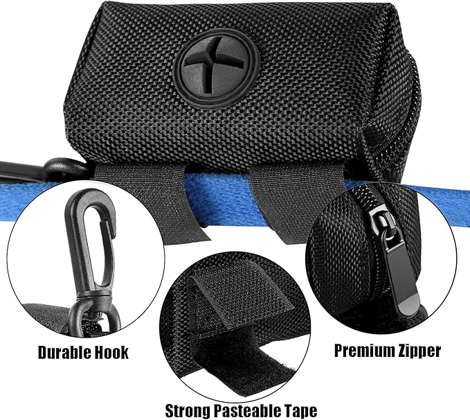 Dog Poop Bag Holder for Leash Attachment Dog Poop Bag Dispenser Dog Waste Bag Dispensers Dog Poop Bag Holders Fit Dog Leash Accessory With Hand Free Holder Carriers, Black