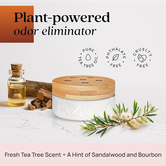 Azuna All-Natural Odor Remover Gel Refill Pouch | Air Purifier with Tea Tree Oil | Plant-Based & Long Lasting | For Pet Odors, Smoke & Strong Odors | Sandalwood/Bourbon, 24 oz.