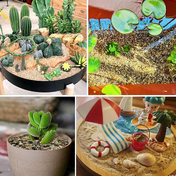 10lbs Aquarium Gravel, 1/16"(0.6-1.2mm) Natural River Rocks Succulent Cactus Pea Gravel for Plants, Fish Tank, Decorative Pebbles for Gardening, Flower Pots, Vase Fillers, Landscaping