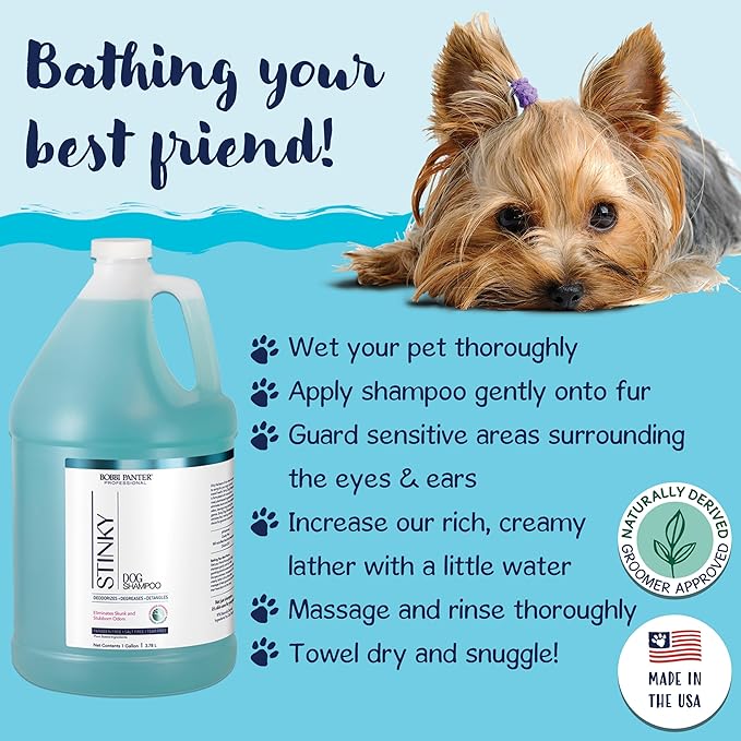 Bobbi Panter Dog Shampoo - Made in USA - All Natural Formula for Deep Nourishing and Cleasing - Concentrated 20:1 for Professional Groomers - Light Chamomile Scent, 1 Gallon