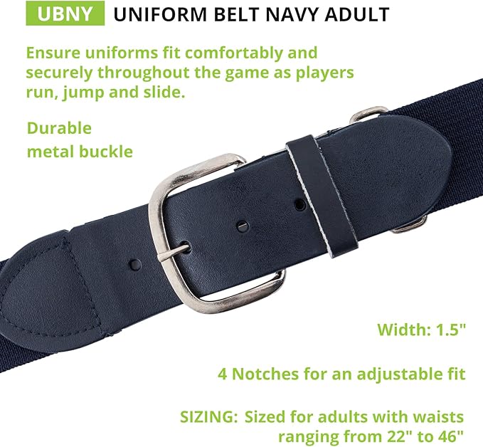 Champion Sports Baseball/Softball Uniform Belt, Comfort Stretch Fit Durable Syntex Tab - Youth & Adult Sizes, Multiple Colors