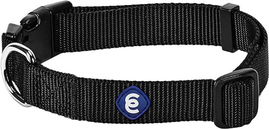 Blueberry Pet Essentials Small Dog Collar in Black | Adjustable & Eco-Friendly Durable Nylon Strap | Classic Collar for Small Dogs, Boy & Girl Pets