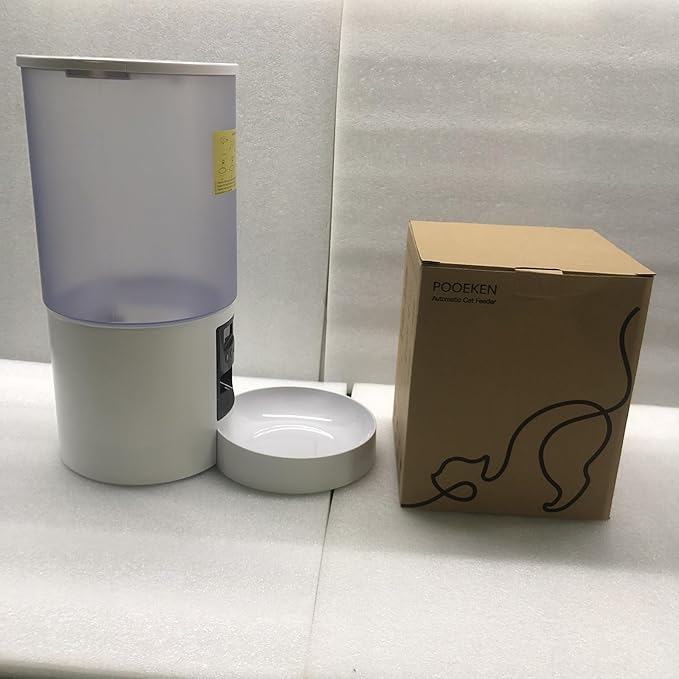 Automatic Cat Feeder Food Dispenser: 6L Timed Small Dog Dry Food Dispenser with 10s Voice - Distributeur Nourriture Chat Hund Programmable - Auto Pet Feeder with 1-6 Meals White