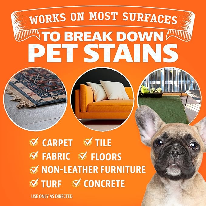 Angry Orange Stain Remover - 32oz Enzyme Pet Cleaner - Dog & Cat Urine Destroyer and Stain Remover - Citrus Spray Cleaning Solution - Puppy Supplies