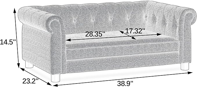 Dog Sofa Couch for Medium to Large Dogs, Memory Foam Pet Sofa Couch with Washable Fabric, Durable Elevated Dog Bed with Legs, Removable Cushion for Medium and Large Dogs, Dark Brown