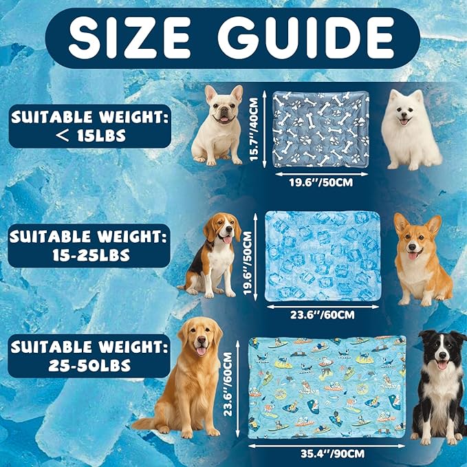 Cooling Pad for Dog,Instant Pet Cool Mat for Puppy,Comfortable Cool Pet Mat for Cat.Portable Dog Bed for Summer. Suitable for Outdoor Summer Crate Pad.Long Time Cooling.Ice Brick(Size-M 15.7*19.7in)