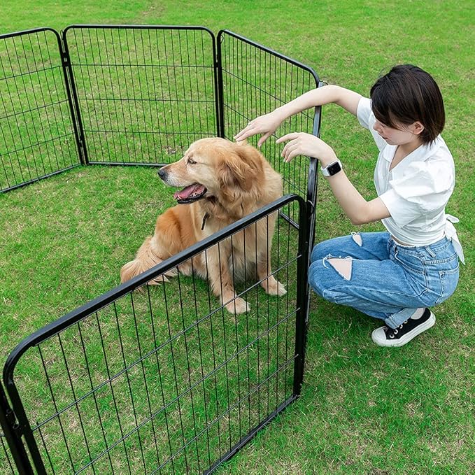 BestPet Dog Playpen Indoor 40 inch 32 Panels Metal Dog Pen Pet Dog Fence Outdoor Exercise Pen with Doors,Pet Puppy Playpen for RV Camping Yard, Black