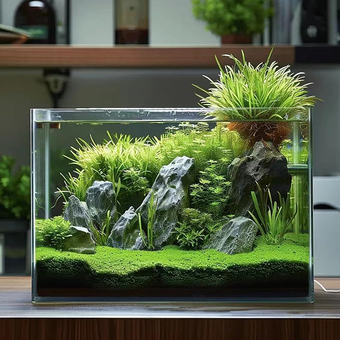5 Gallon Glass Fish Tank, Easy to Maintain Small Aquarium for Betta/Goldfish/Snails/Shrimp and Aquatic Planting.