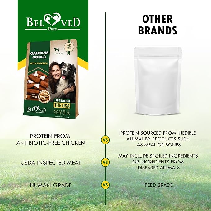 Beloved Pets Dog Treats, Calcium Bones Wrapped Chicken & Rawhide Free Chew 11Oz - Pet Healthy Dried Snacks & Grain Free Meat - Bulk Best Chews for Christmas, Training Small & Large Dogs - Made for USA