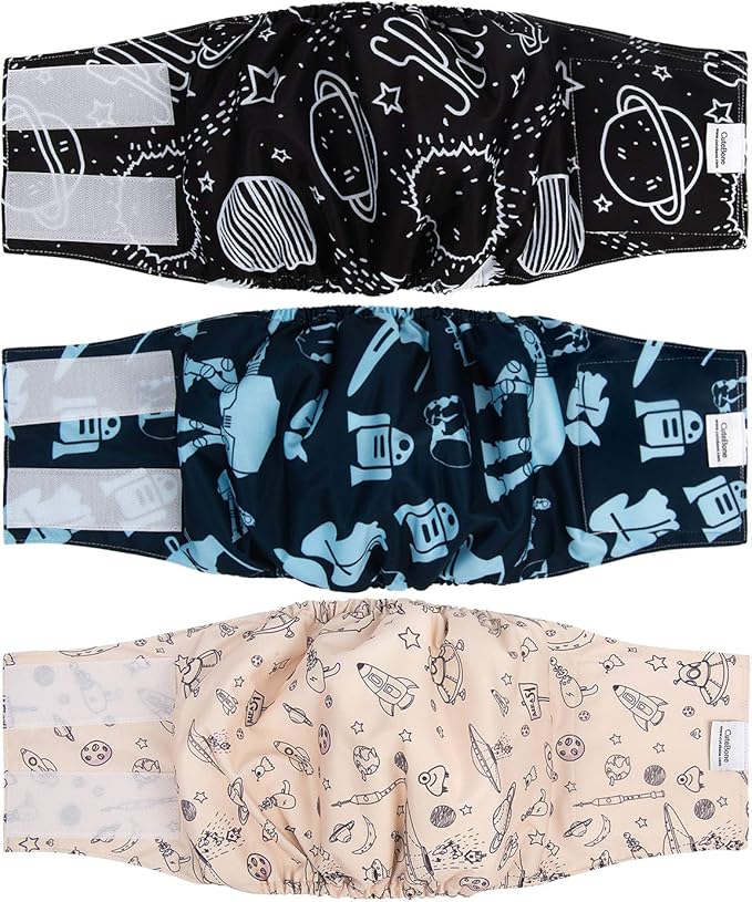 CuteBone Male Washable Dog Diapers Belly Bands 3pcs a Pack DM05M