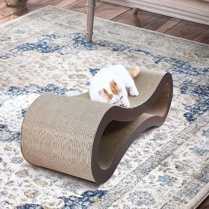 Cat Scratcher Cardboard, Scratching Pad House Bed Furniture Protector, Infinity Shape, Curved