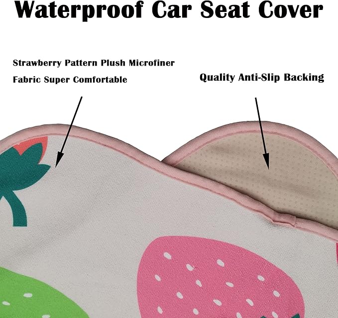 Car Seat Cover Protector Front Seats,for Gym Workout,Running,Swimming,Beach and Hiking,Waterproof Sweat Towel Bucket Seat Covers for Cars SUV Trucks (Strawberry, 2Pcs)