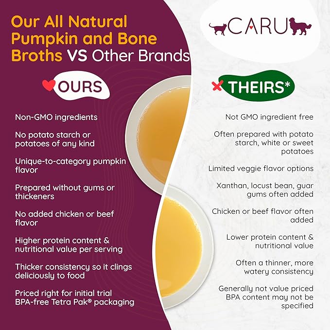 Caru - Daily Dish Chicken Bone Broth Meal Topper for Dogs & Cats - Savory Pour-Over Broth - 3 Pack