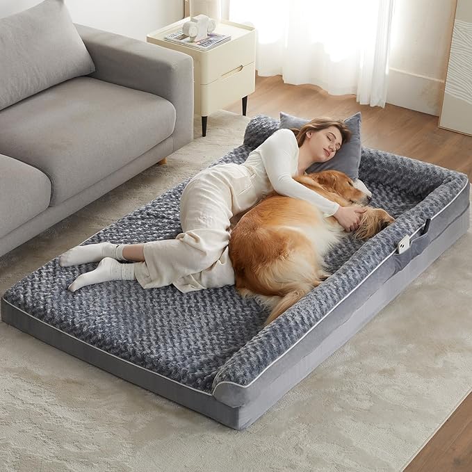 BFPETHOME Orthopedic Dog Beds for Extra Large Dogs, Waterproof Sofa XXL Dog Bed with Sides, Non-Slip Bottom and Egg-Crate Foam Big Pet Couch Bed with Washable Removable Cover,Pet Bed for Large Dogs