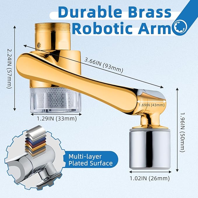 CECEFIN Water-Filter for Sink-Faucet Extender-Aerator - 9pcs Cartridges Reduce Chlorine for Bathroom/Kitchen Skin Face Eye Wash,Brass Faucet Mount Purifier System,1080°Rotating 2-Mode Swivel Aerator