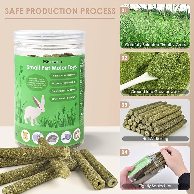 Bissap 76PCS Rabbit Chew Sticks, Mixed Natural Timothy Hay Flower Rose Dahlberg Daisy and Forget-me-not Chew Toys Treats for Bunny Chinchilla Guinea Pig Hamster and Other Small Pets Molar Snacks