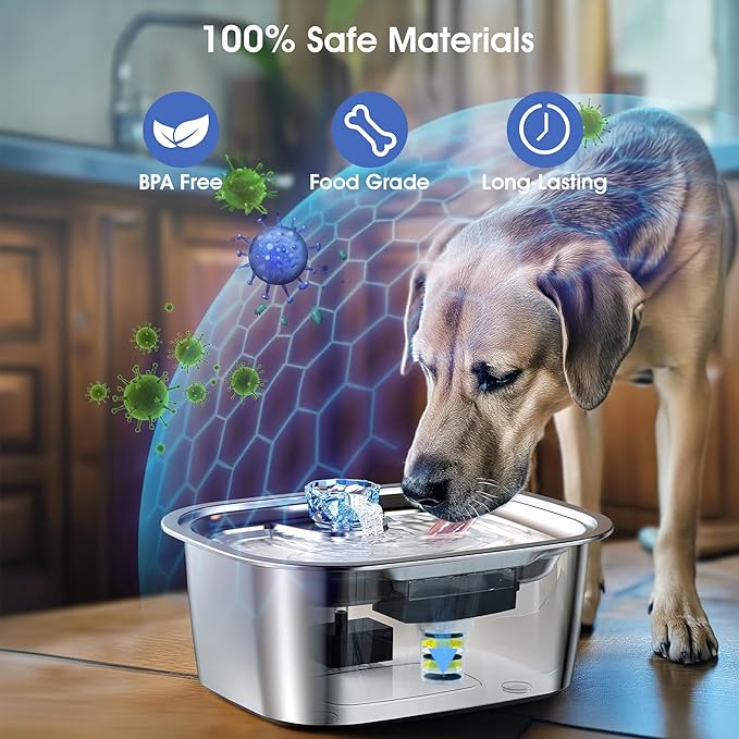 Dog Water Fountain Filters Replacement 4 Packs, 2 Months Set of Replacement Filter with 2 Sponges for PETNF Large Pet Dog Water Fountain Bowl Dispenser, Compatible with D2341/D2223/D2322/D2419 Models