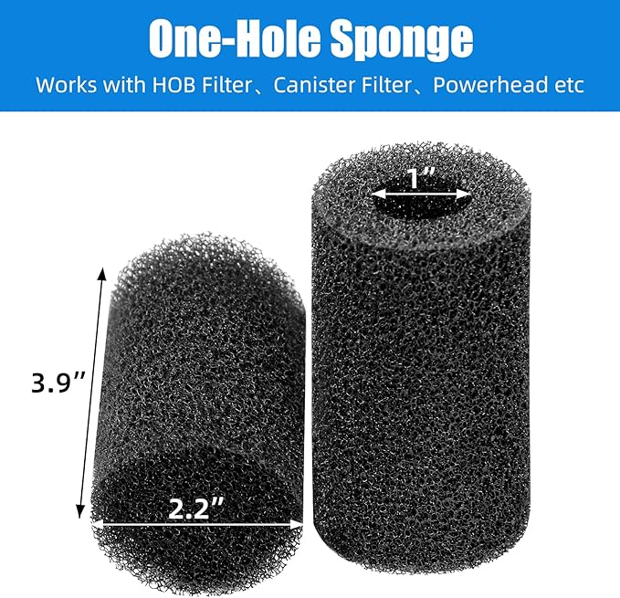 AQUANEAT 12-Pack Pre-Filter Sponge for Aquarium Shrimp Fry Fish Tank Filter 1” Intake, Replacement Foam Cover