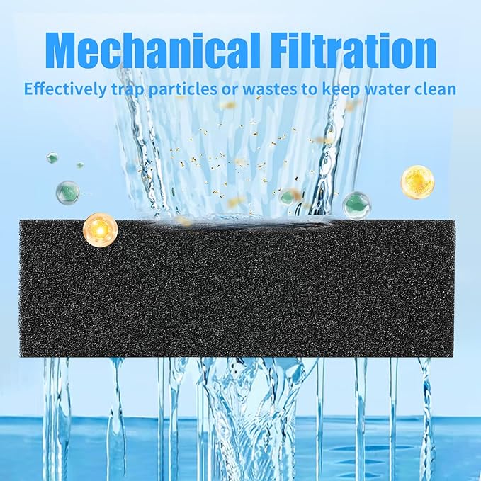 AQUANEAT 2 Pack Aquarium Bio Sponge Filter Media Pad Cut-to-Size Open Cell Foam Sheet for Fish Tank Sump (7.5" x 4.7" x 2.75")