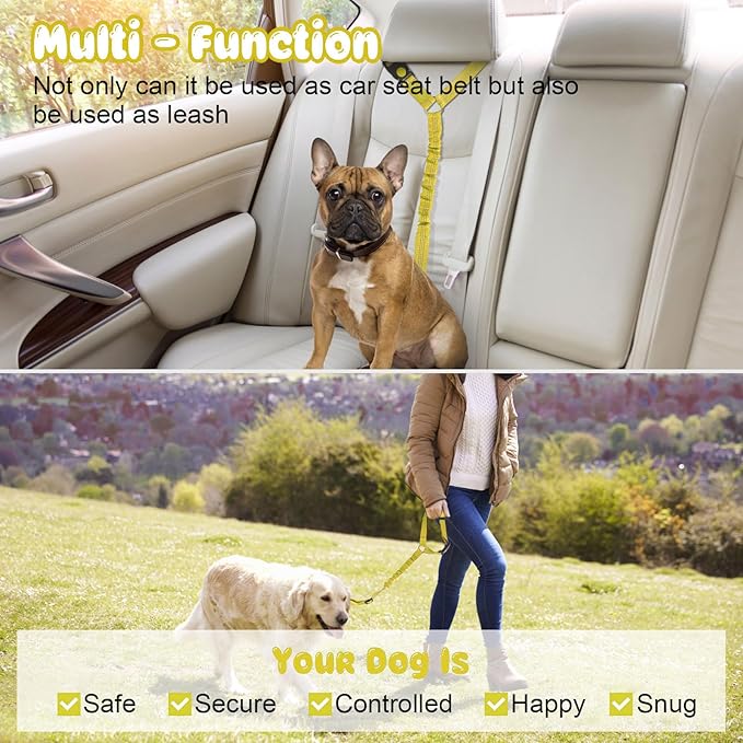 BWOGUE Pet Dog Cat Seat Belts, Car Headrest Restraint Adjustable Safety Leads Vehicle Seatbelt Harness (1 Pack)